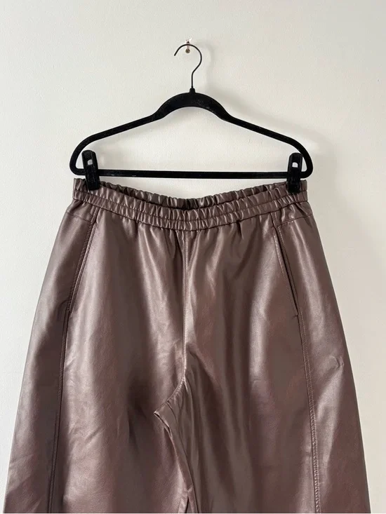Pilcro The Izzie Relaxed Pull-On Barrel Pant Trousers Faux Leather Anthropologie - Picture 4 of 7